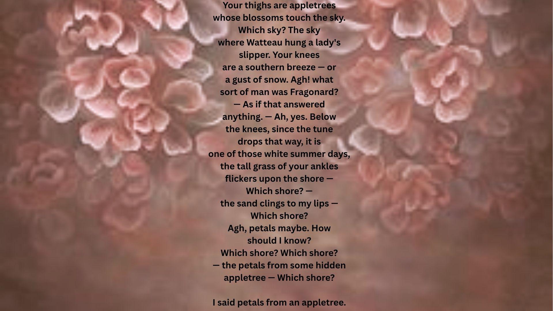 This is a Portrait of a Lady poem displayed over a floral background