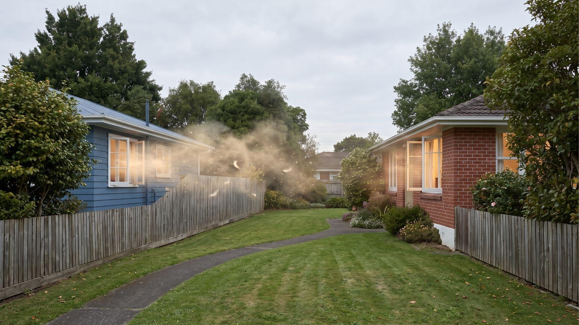 Two neighboring houses with an open space between them