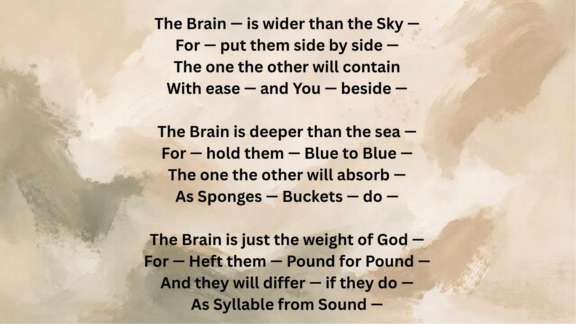 Emily Dickinson’s “The Brain Is Wider Than the Sky” poem over an abstract sky background