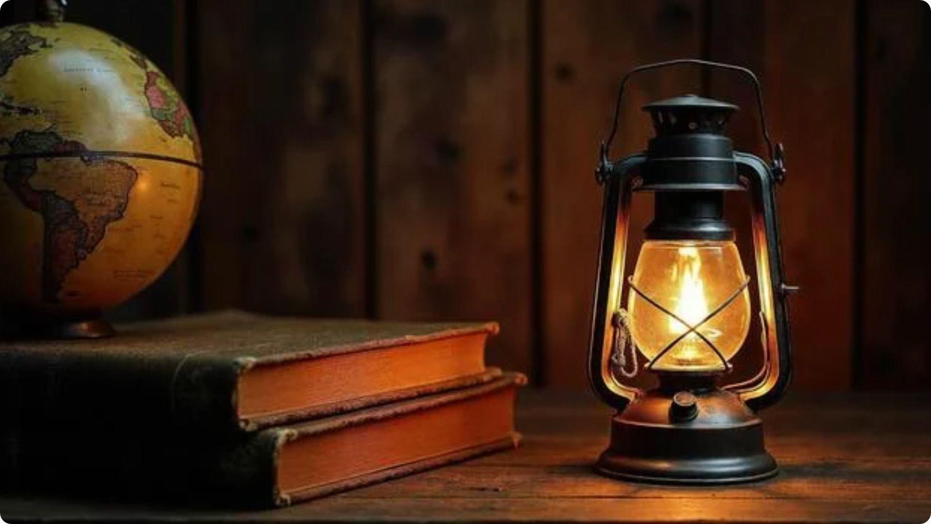 Lone glowing lantern moving across a dark plain at night.File Name-lantern-dark-plain-night