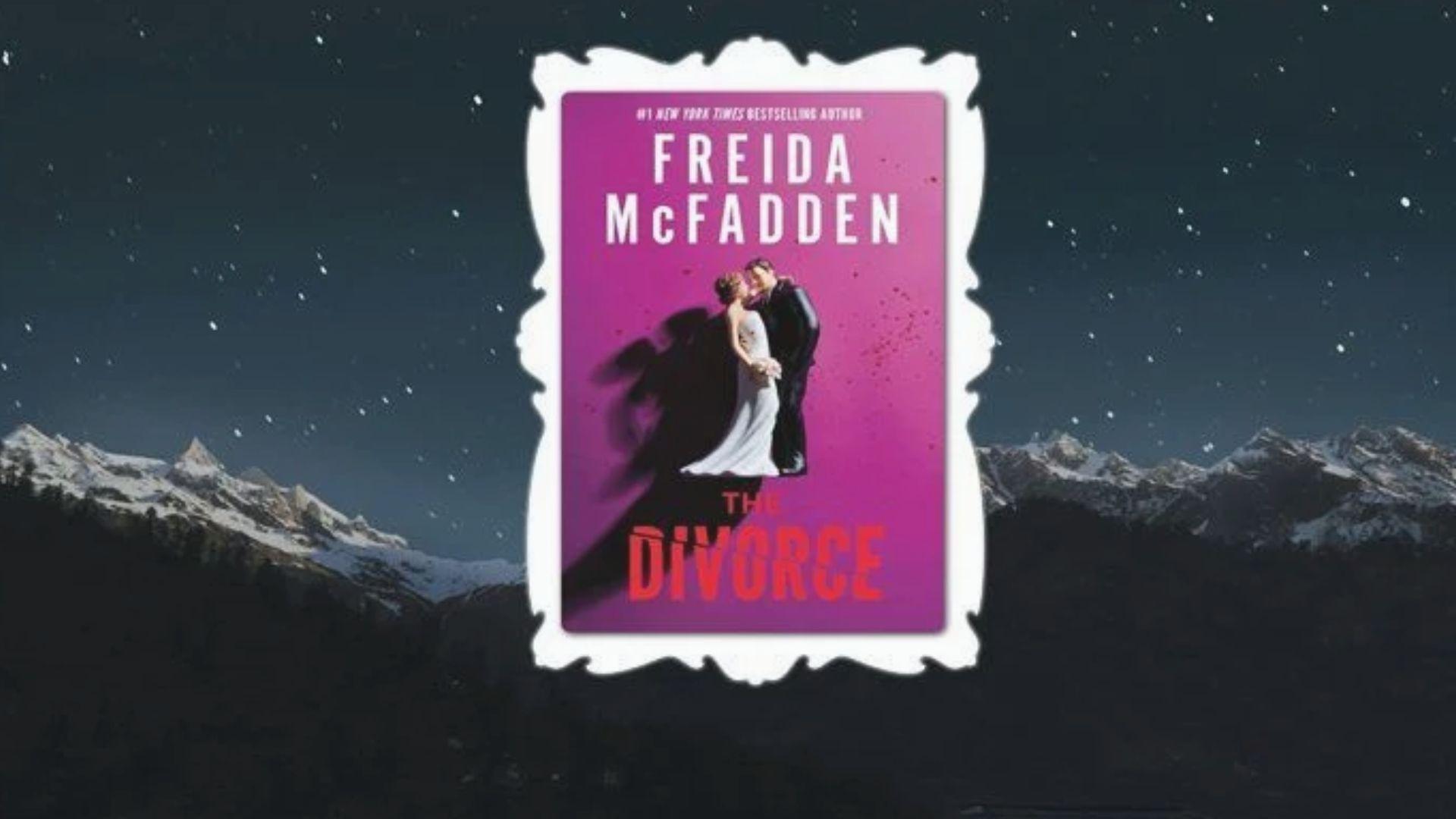 Freida McFadden’s The Divorce book cover showing a bride and groom with dark shadows