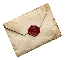 Vintage brown envelope sealed with wax for literature letters
